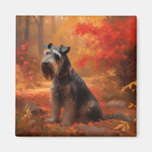 Aimant Schnauzer en automne Leaves Fall Inspire