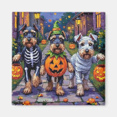 Aimant Schnauzer faisant Trick-or-Treating dans des costu (Devant)