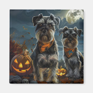 Aimant Schnauzer Halloween Éffrayant
