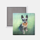 Aimant Schnauzer Miniature Dog Eau Couleur Art Peinture (Recto/Verso)