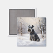 Aimant Schnauzer Miniature Laisser neiger Noël (Recto/Verso)