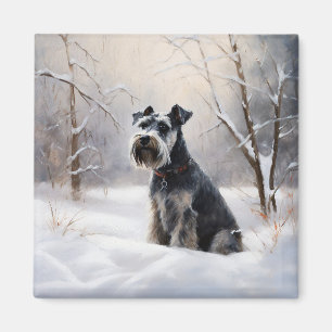 Aimant Schnauzer Miniature Laisser neiger Noël