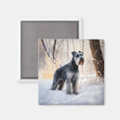 Aimant Schnauzer Qu'il neige Noël (Recto/Verso)