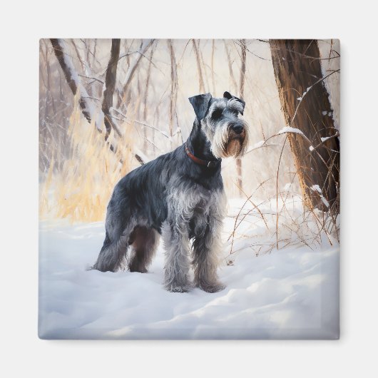 Aimant Schnauzer Qu'il neige Noël (Devant)