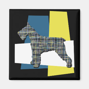Aimant Schnauzer Silhouette Chien Y&B Grille Tricolore