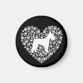 Aimant Schnauzer Silhouette Heart Paws Print - Dog Lover (Devant)