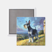 Aimant Schnauzer Sunlit Countryside Landscape Art (Recto/Verso)