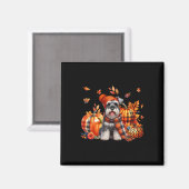 Aimant Schnauzer Thanksgiving Leopard Citrouilles en cong (Recto/Verso)