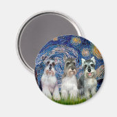 Aimant Schnauzers (trois) - Starry Night (Recto/Verso)