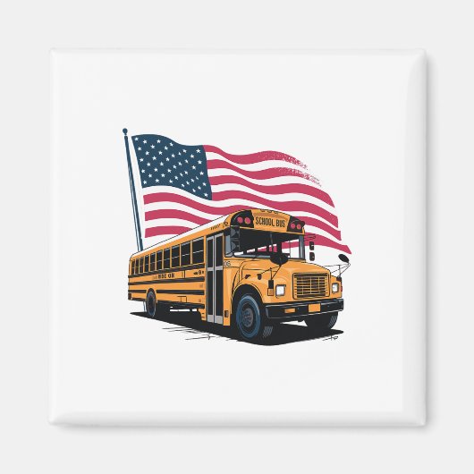 Aimant School Bus Driver Usa Flag (Devant)