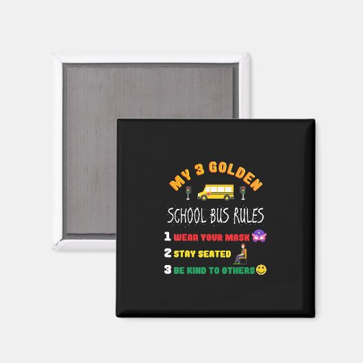 Aimant School Bus Rules For Students Funny School Bus (Recto/Verso)
