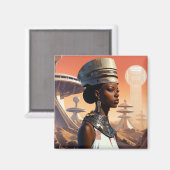 Aimant Science-fiction futuriste de la reine afrofuturist (Recto/Verso)