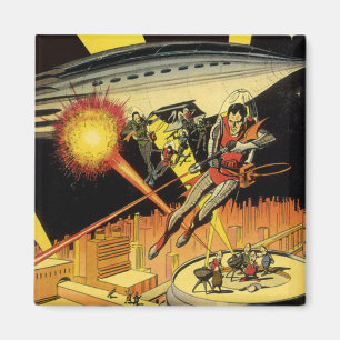 Aimant Science-fiction vintage, Aliens Sci Fi de l'OVNI