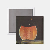 Aimant Science-fiction vintage, astronautes sur Ganymede (Recto/Verso)