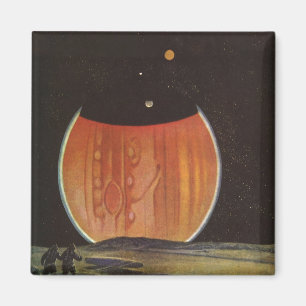 Aimant Science-fiction vintage, astronautes sur Ganymede