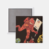 Aimant Science-fiction vintage, Atterrissage sur la Lune (Recto/Verso)