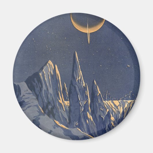 Aimant Science-Fiction vintage, Croissant Lune Planète Ne (Devant)