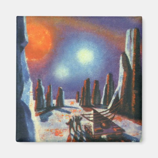 Aimant Science-fiction vintage de planète étrangère avec (Devant)