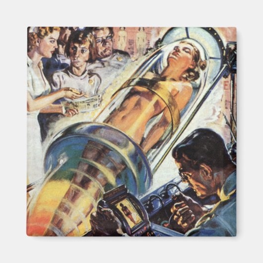 Aimant Science-fiction vintage, Expérience de laboratoire (Devant)