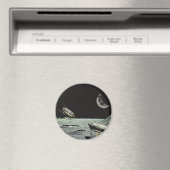 Aimant Science-fiction vintage, Fusées spatiales Lune Pla (In Situ (Lave-vaisselle))