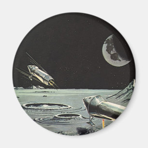 Aimant Science-fiction vintage, Fusées spatiales Lune Pla