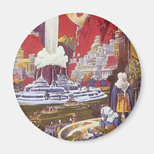 Aimant Science-fiction vintage, la ville perdue d'Atlanti (Devant)