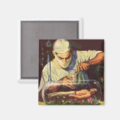 Aimant Science-Fiction vintage, Laboratoire Mad Scientist (Recto/Verso)