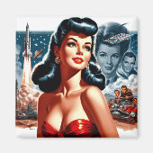 Aimant Science-fiction vintage pin-up (Devant)
