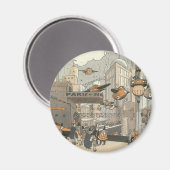 Aimant Science-fiction vintage Urban Paris, Steam Punk (Recto/Verso)
