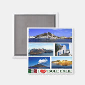 Aimant SCL031 ÎLES ÉOLIENNES I Love, Sicile, Frigo (Recto/Verso)