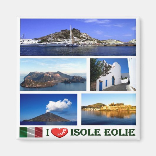 Aimant SCL031 ÎLES ÉOLIENNES I Love, Sicile, Frigo (Devant)