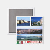 Aimant SCL052 SICILY I Love - Mosaïque - Italie - Frigo (Recto/Verso)