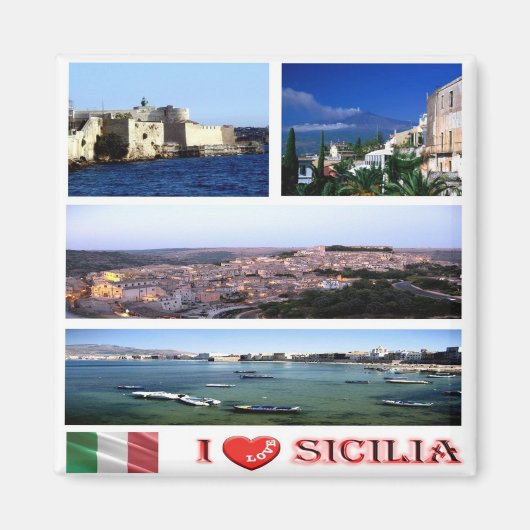Aimant SCL052 SICILY I Love - Mosaïque - Italie - Frigo (Devant)