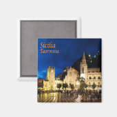 Aimant SCL061 TAORMINA de nuit, Sicile, Italie, Frigo (Recto/Verso)