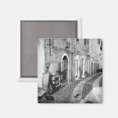 Aimant Scooter dans une rue en Italie en noir et blanc (Recto/Verso)