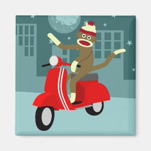 Aimant Scooter de singe de chaussette
