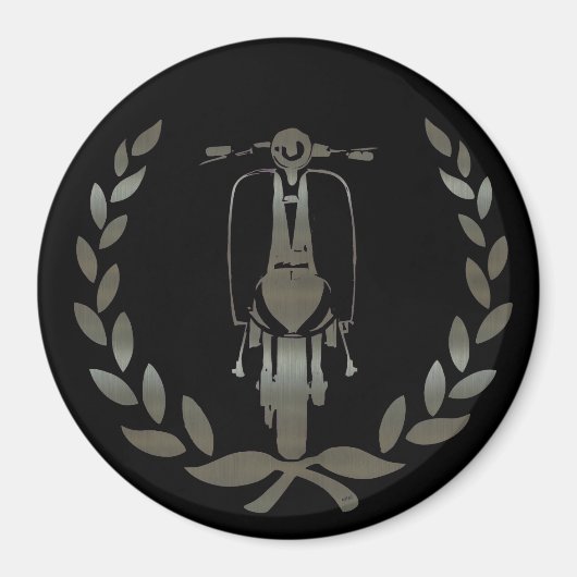 Aimant Scooter et laurier Metallic Silver (Devant)