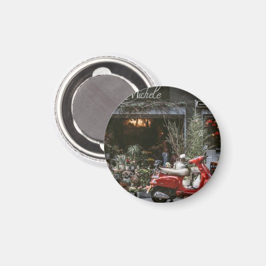 Aimant Scooter rouge vintage (Recto/Verso)