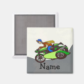 Aimant Scooter, sidecar, ajouter un nom (Recto/Verso)