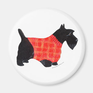Aimant Scottie au pull à carreaux rouge