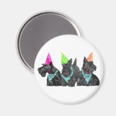 Aimant Scotties de célébration avec chapeaux de fête (Recto/Verso)