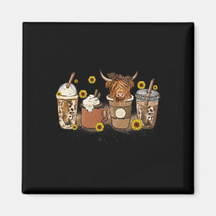 Aimant Scottish Highland Cow Sunflower Fall Vibes Café