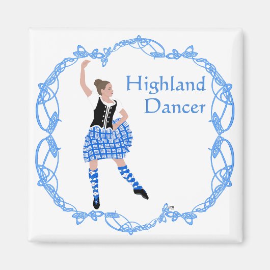 Aimant Scottish Highland Dancer Celtic Knotwork bleu (Devant)