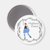 Aimant Scottish Highland Dancer Celtic Knotwork bleu (Recto/Verso)
