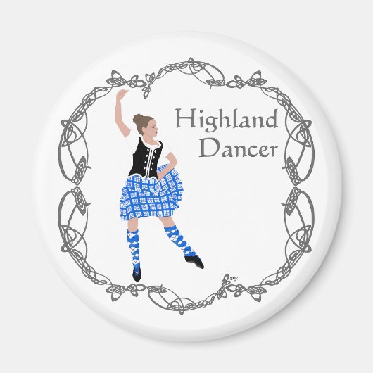 Aimant Scottish Highland Dancer Celtic Knotwork bleu (Devant)