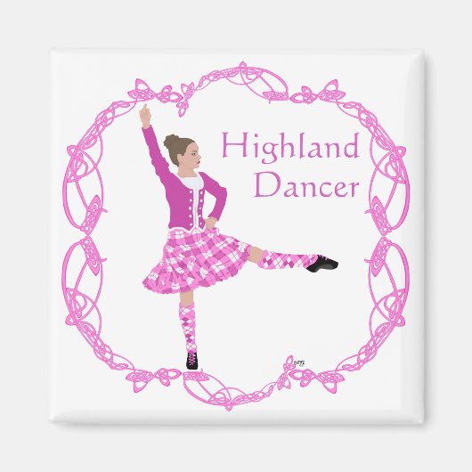Aimant Scottish Highland Dancer Celtic Knotwork rose (Devant)