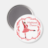 Aimant Scottish Highland Dancer Celtic Knotwork Rouge (Recto/Verso)