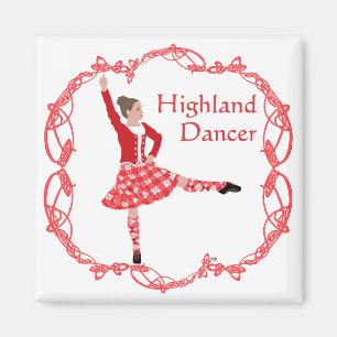 Aimant Scottish Highland Dancer Celtic Knotwork Rouge