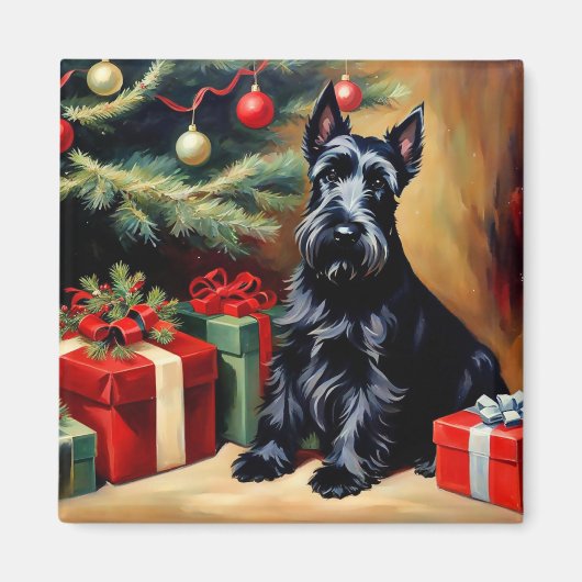 Aimant Scottish Terrier à Noël (Devant)
