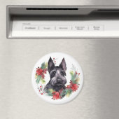 Aimant Scottish Terrier Christmas Wreath Festive Pup (In Situ (Lave-vaisselle))